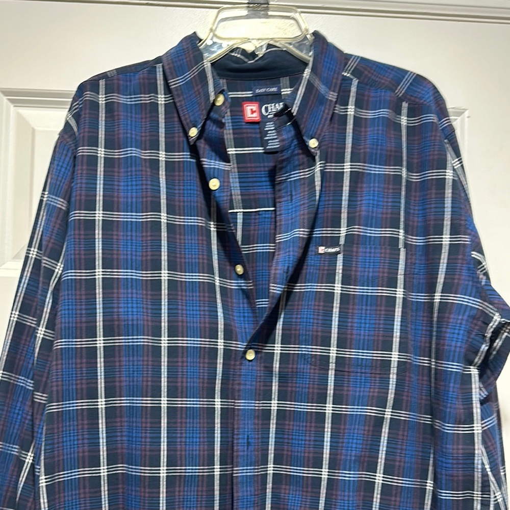 Chaps Blue and Red Casual Button Down Shirt